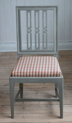 Rutigt möbeltyg röd ekobomull - Lovisa Ruta nr.330