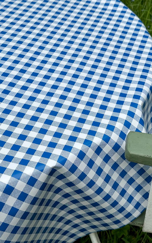 Vaxduk rutig mellanblå