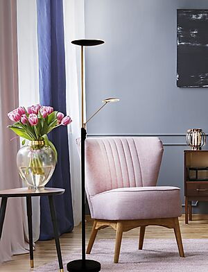 Cadiz GOLVLAMPA SVART-Mässing/Stål/ Svart stål