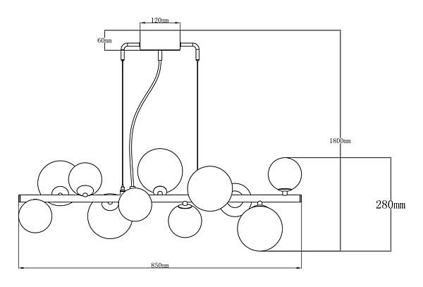 MOLEKYL TAKLAMPA 85 CM MATT MÄSSING/VIT