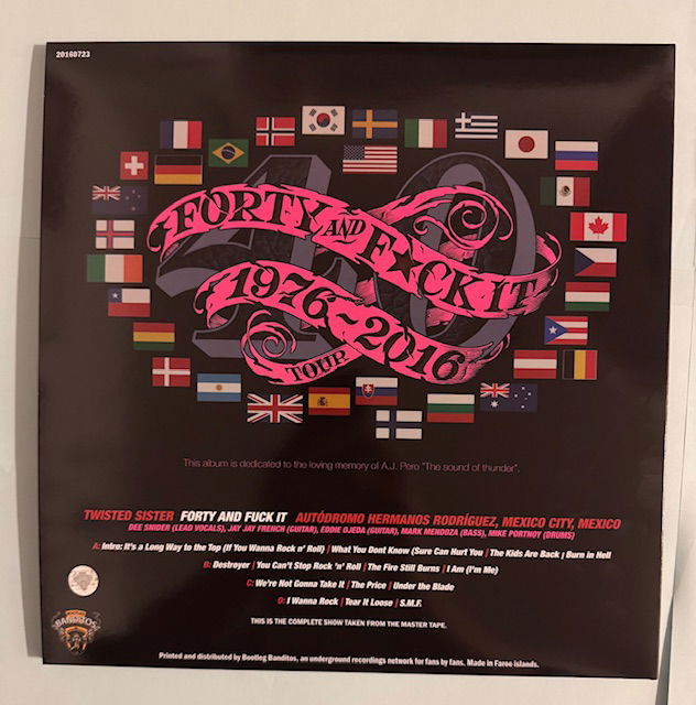 TWISTED SISTER - FORTY AND FUCK IT: Svart vinyl Live Mexico City, Autodromo Hermanos Rodriguez July 23 2016 2LP