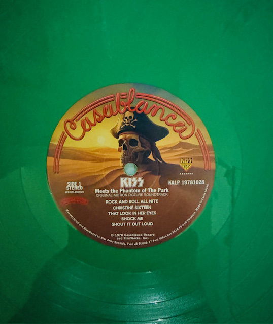 KISS Meets the phantom of the park Grön vinyl med poster och orderpapper