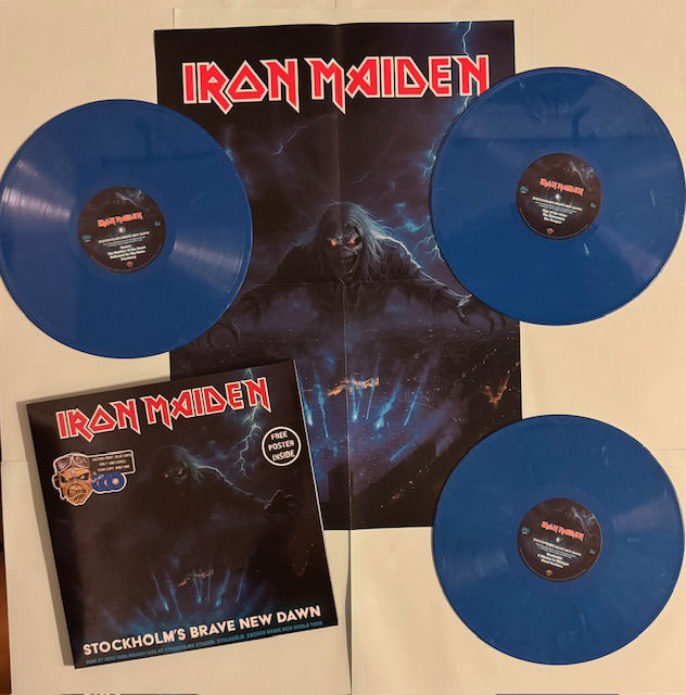 Iron Maiden LP Stockholm Brave New  Dawn 3LP Blå vinyl