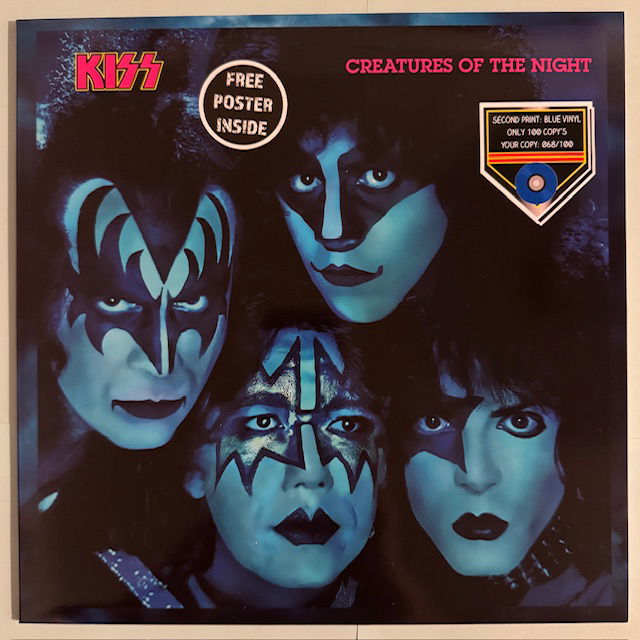 KISS LP Creatures of the night Blå vinyl Alternativomslag med poster och orderpapper