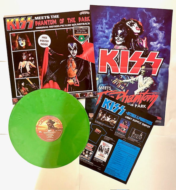 KISS Meets the phantom of the park Grön vinyl med poster och orderpapper