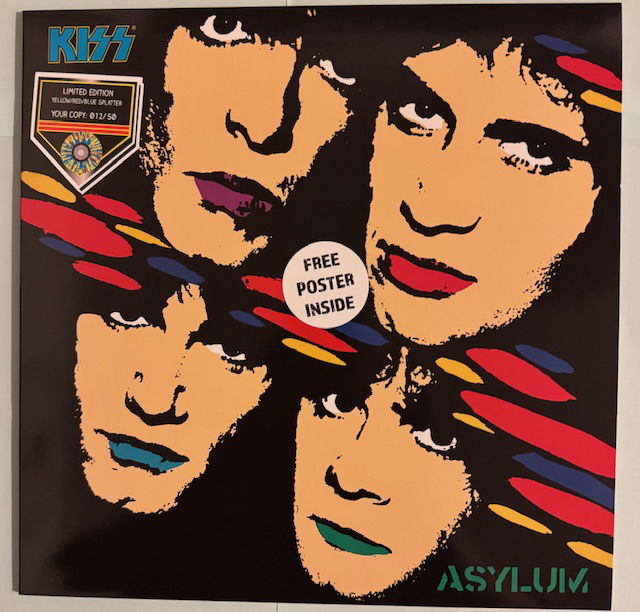 KISS LP Asylum Gul/Röd/Blå Splatter vinyl Alternativomslag med poster