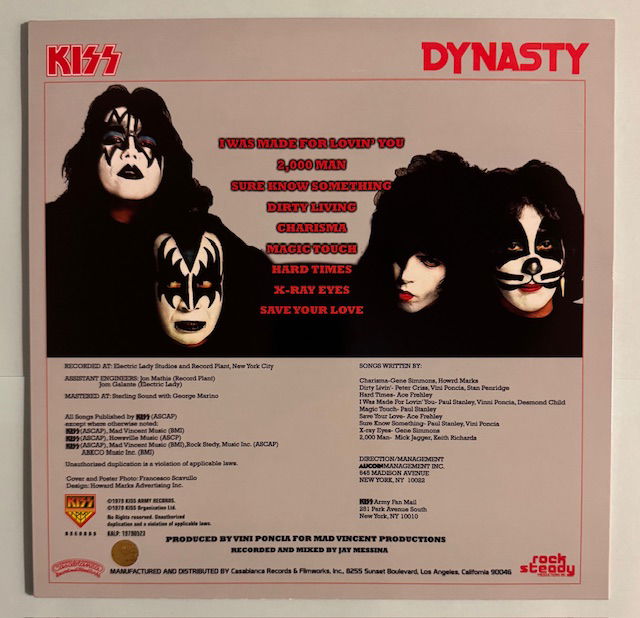 KISS LP DYNASTY Svart vinyl Alternativomslag med poster och orderpapper