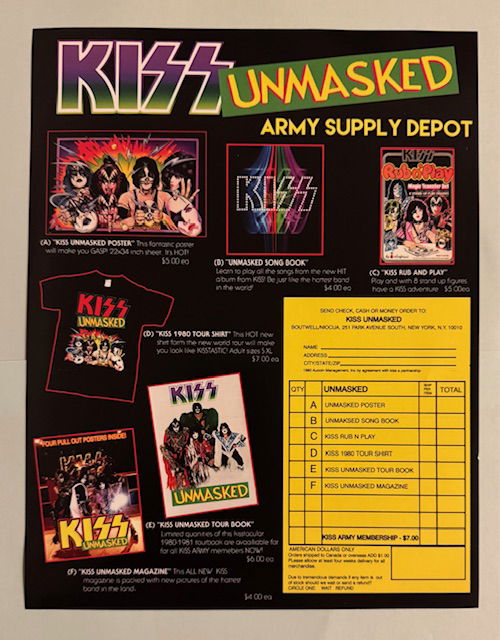 KISS LP Unmasked Svart vinyl Alternativomslag med poster och order papper