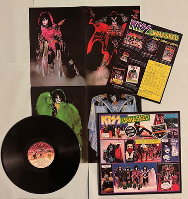 KISS LP Unmasked Svart vinyl Alternativomslag med poster och order papper