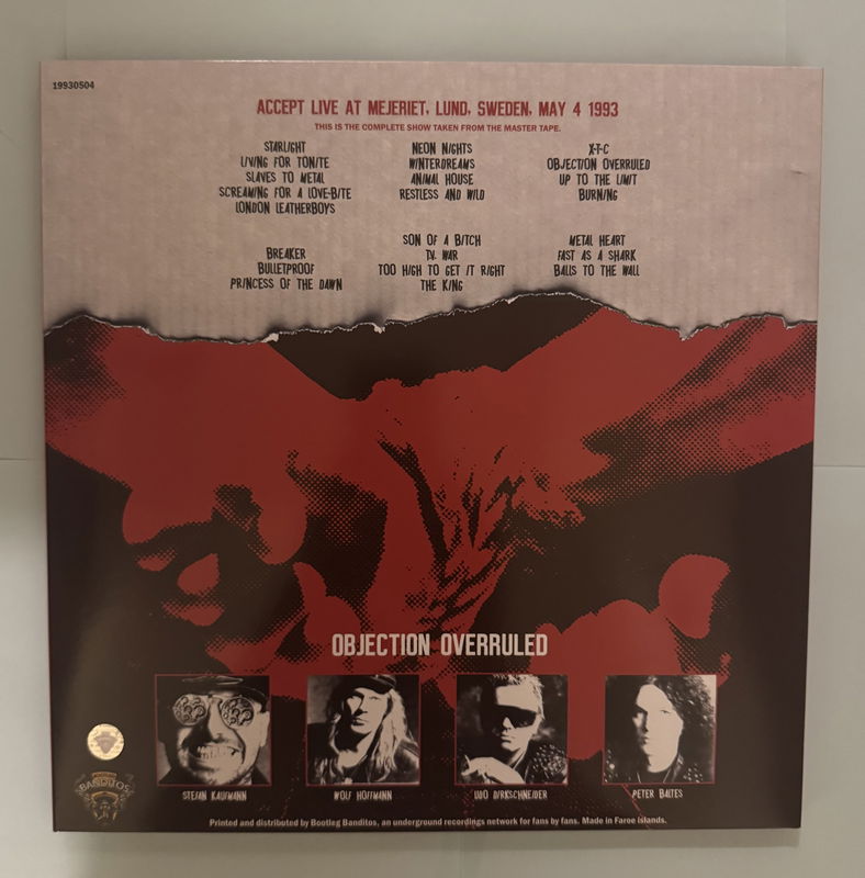 Accept Live at mejeriet Lund 1993-05-04 Svart vinyl 3LP