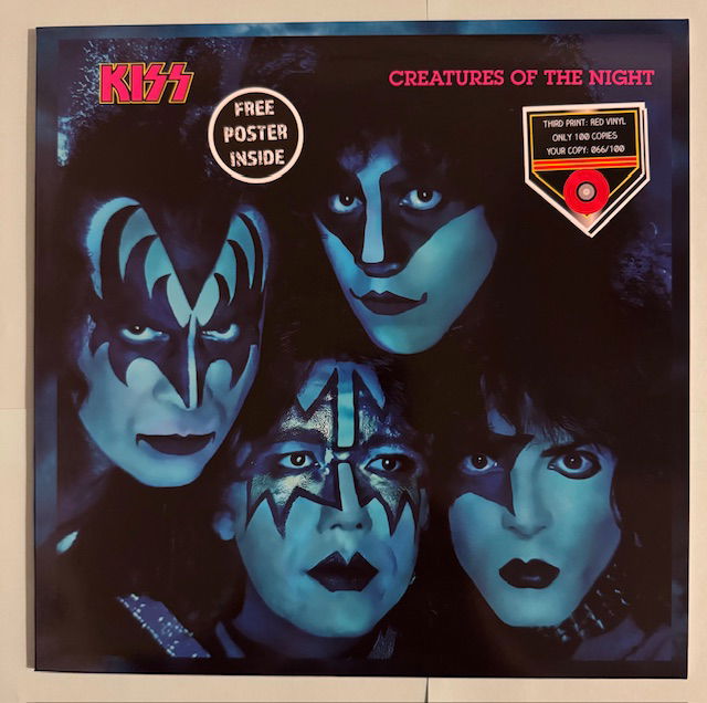 KISS LP Creatures of the night Röd vinyl Alternativomslag med poster och orderpapper