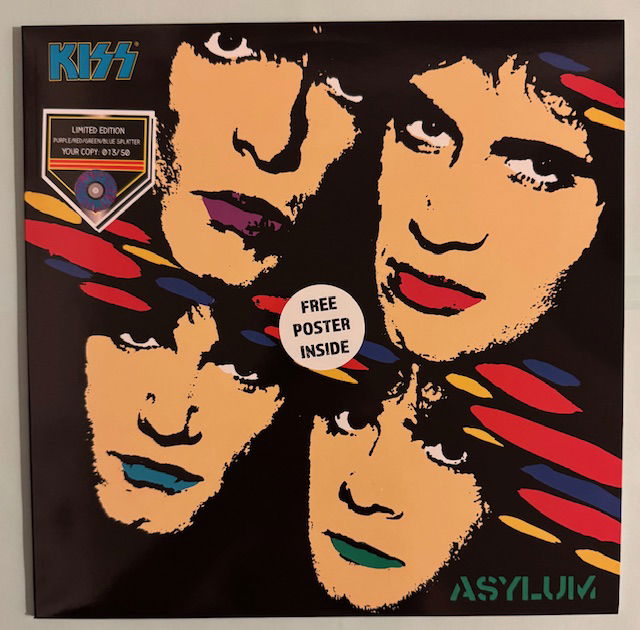 KISS LP Asylum Lila/Röd/Gul/Blå Splatter vinyl Alternativomslag med poster