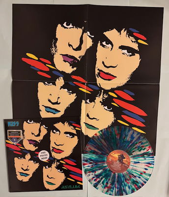 KISS LP Asylum Lila/Röd/Gul/Blå Splatter vinyl Alternativomslag med poster