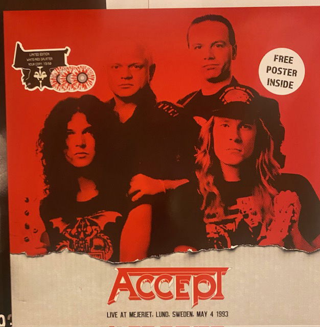 Accept Live at mejeriet Lund 1993-05-04 Vit/röd spräcklig vinyl 3LP