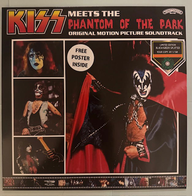 KISS Meets the phantom of the park Grön/Svart splatter vinyl med poster och orderpapper