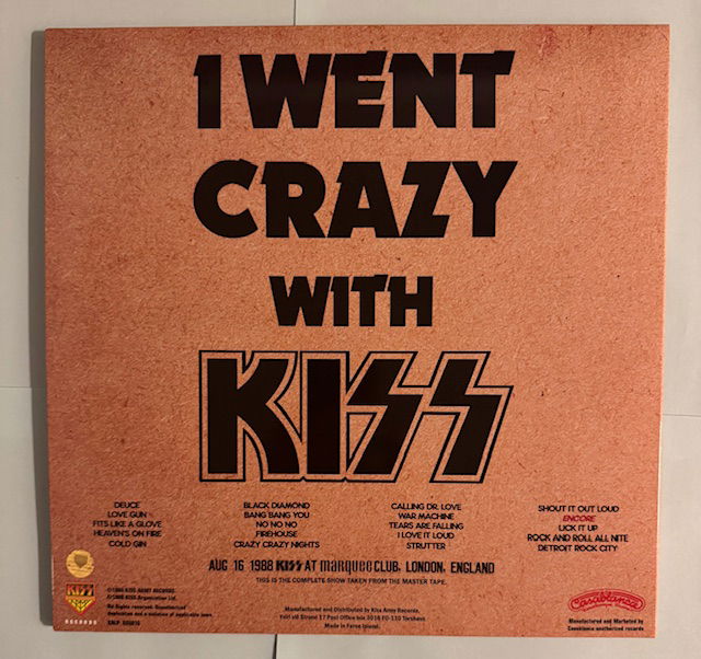 KISS LP OFF THE AUDIENCE Marquee Club London 1988 2LP Blå vinyl