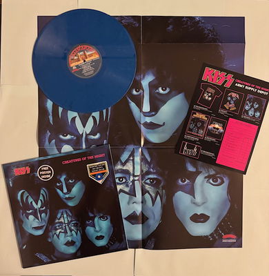 KISS LP Creatures of the night Blå vinyl Alternativomslag med poster och orderpapper