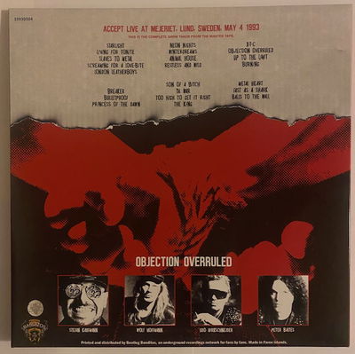 Accept Live at mejeriet Lund 1993-05-04 Vit/röd spräcklig vinyl 3LP