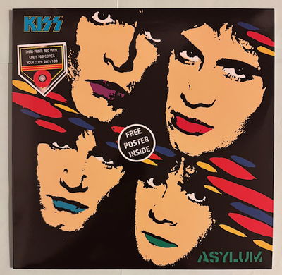 KISS LP Asylum Röd vinyl Alternativomslag med poster