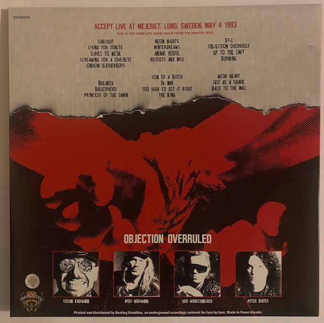 Accept Live at mejeriet Lund 1993-05-04 Röd vinyl 3LP