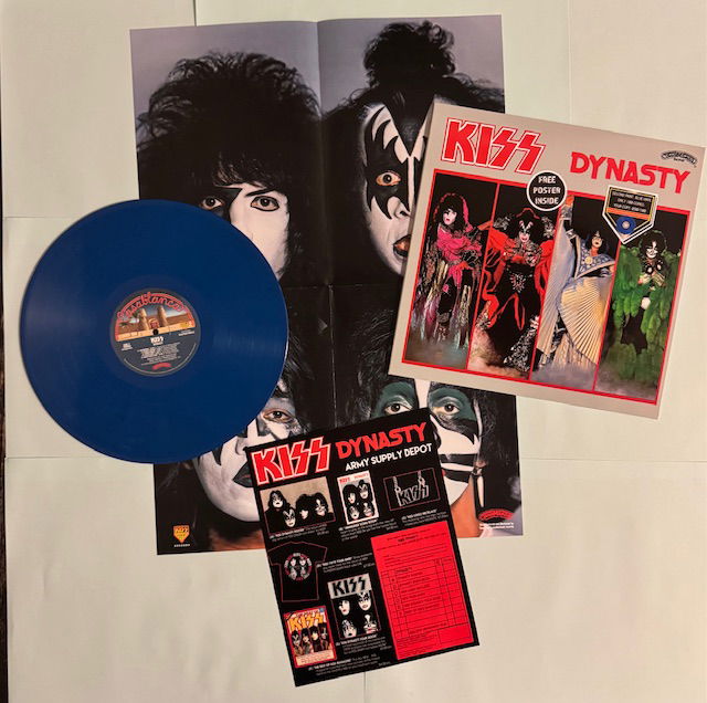 KISS LP DYNASTY Blå vinyl Alternativomslag med poster och orderpapper
