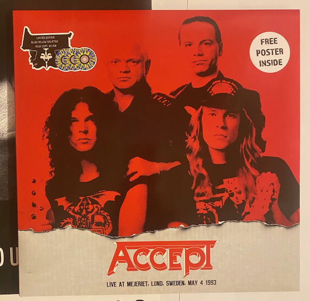 Accept Live at mejeriet Lund 1993-05-04 Blå/Gul spräcklig vinyl 3LP