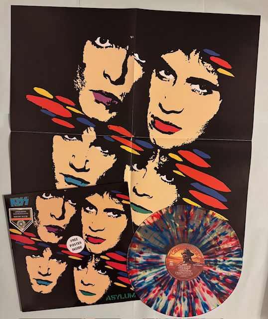 KISS LP Asylum Gul/Röd/Blå Splatter vinyl Alternativomslag med poster