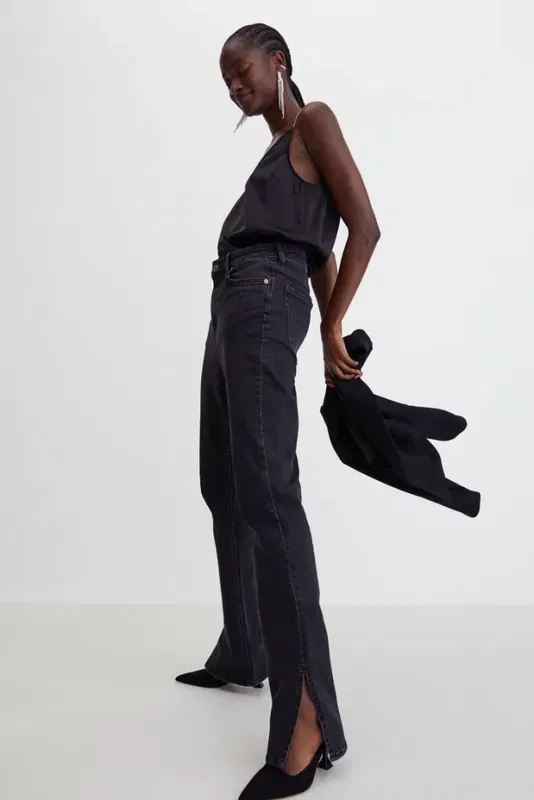 Slim High Split Jeans