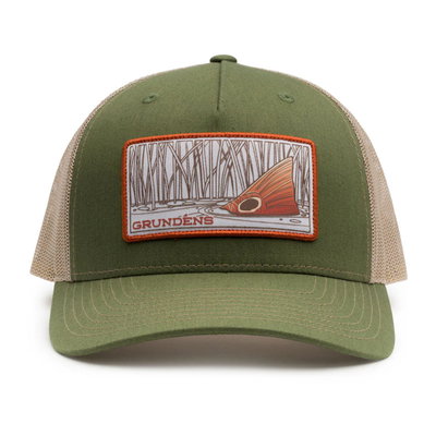 Keps Grundéns 'Red Fish' Trucker - Army Olive/Tan