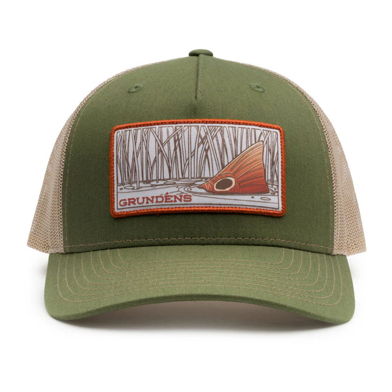 Keps Grundéns 'Red Fish' Trucker - Army Olive/Tan