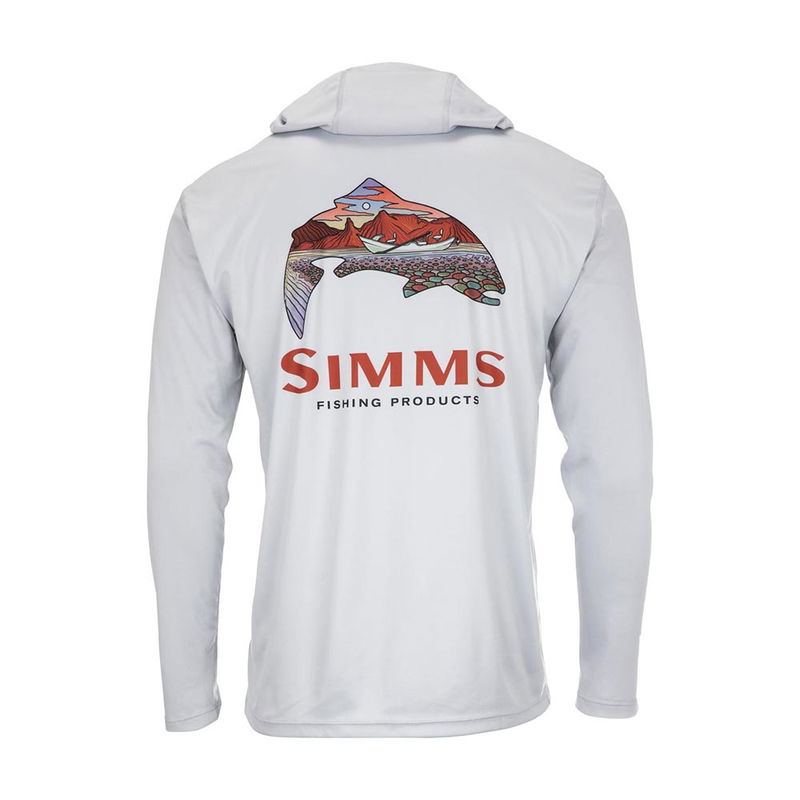 Simms Tech Hoody - Artist Series Trout Logo - Flame/Sterling - Medium