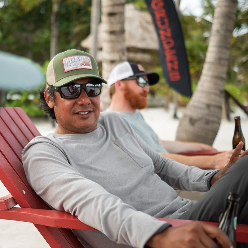 Keps Grundéns 'Red Fish' Trucker - Army Olive/Tan