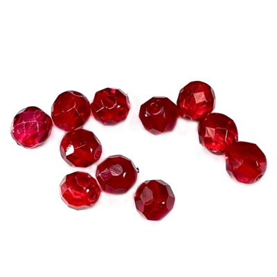 Camo Lures - Facett Glass Beads - 10p - Ruby Red