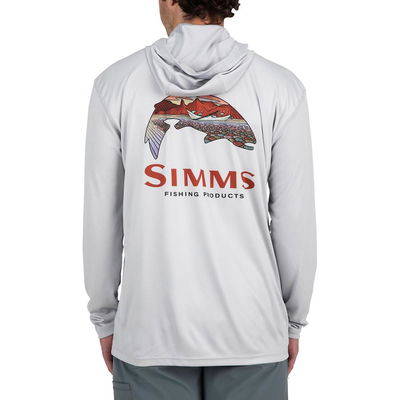 Simms Tech Hoody - Artist Series Trout Logo - Flame/Sterling - Medium