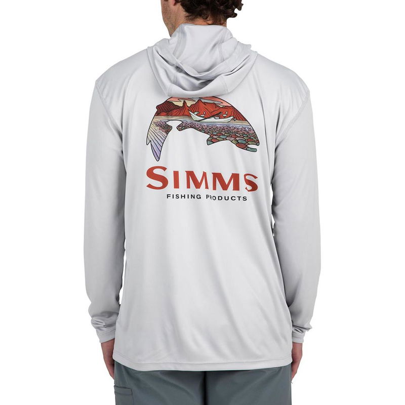 Simms Tech Hoody - Artist Series Trout Logo - Flame/Sterling - Medium