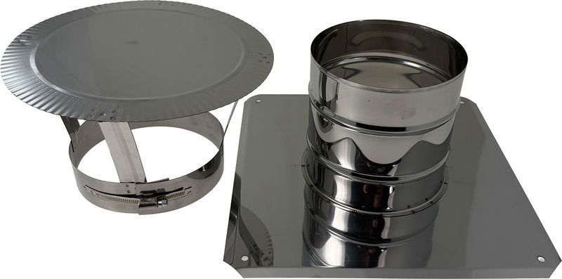 Regnhuv i rostfritt stål - kvadratisk bottenplatta