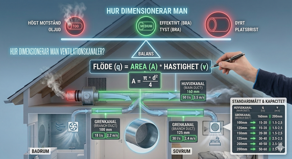 Dimensionera ventilationskanaler – Guide till rätt rörstorlek