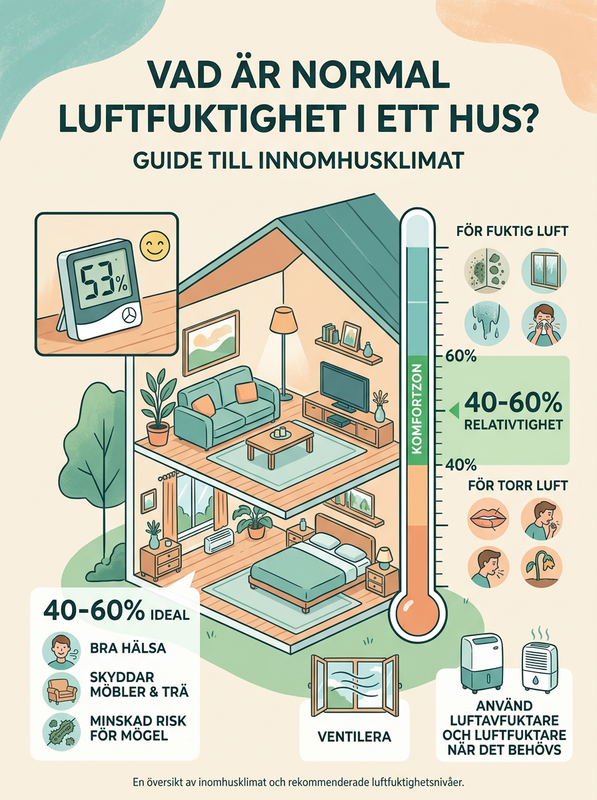 Vad är normal luftfuktighet i ett hus? Guide till inomhusklimat