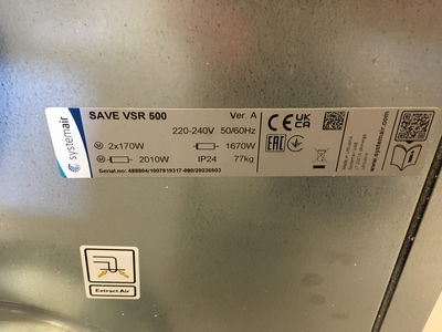 Fyndvara Systemair SAVE VSR 500