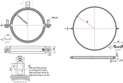 Montagesvep / rörupphängning för ventilationrör - flera dimensioner