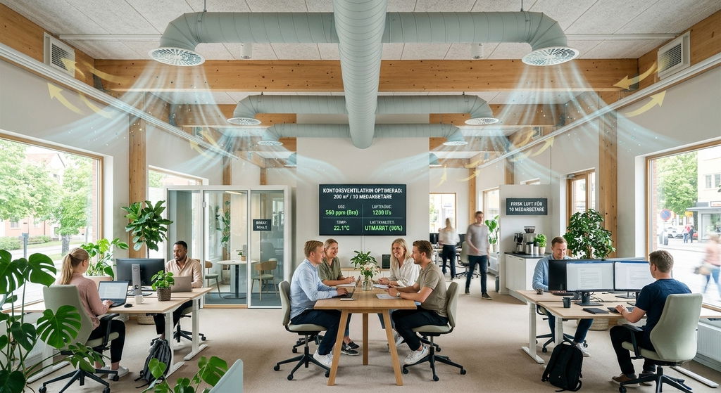Ventilation på kontor – Så optimerar du för 200 m² och 10 medarbetare