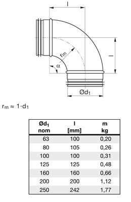 Ventilationsböj B9X - 100