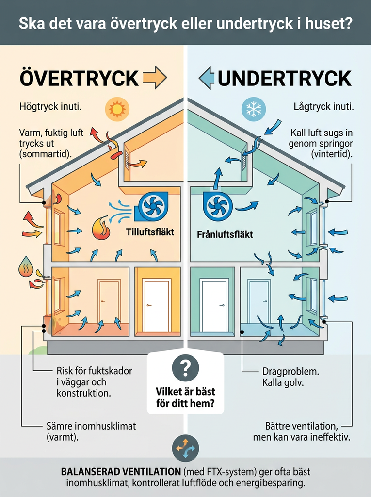 Ska det vara övertryck eller undertryck i huset?