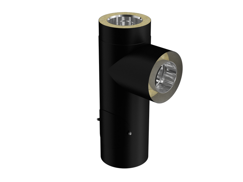 Landy Facil T-rör 90° 500 mm med sotlucka Svart