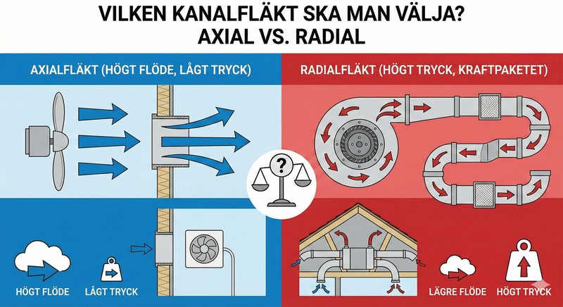 Vilken kanalfläkt ska man välja - Axial vs Radialfläkt