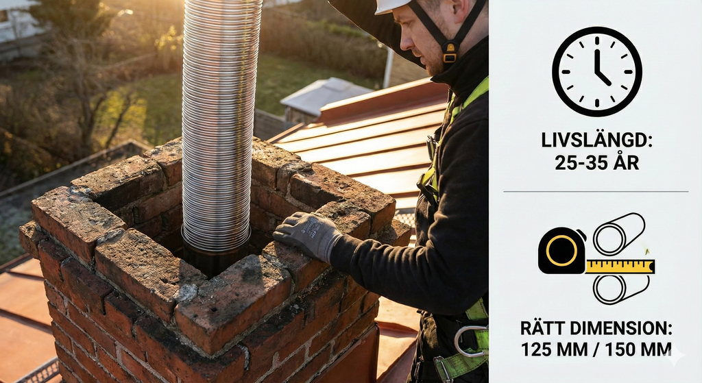 Skorstensrör (insatsrör) för skorsten: Allt om livslängd, material och rätt dimension
