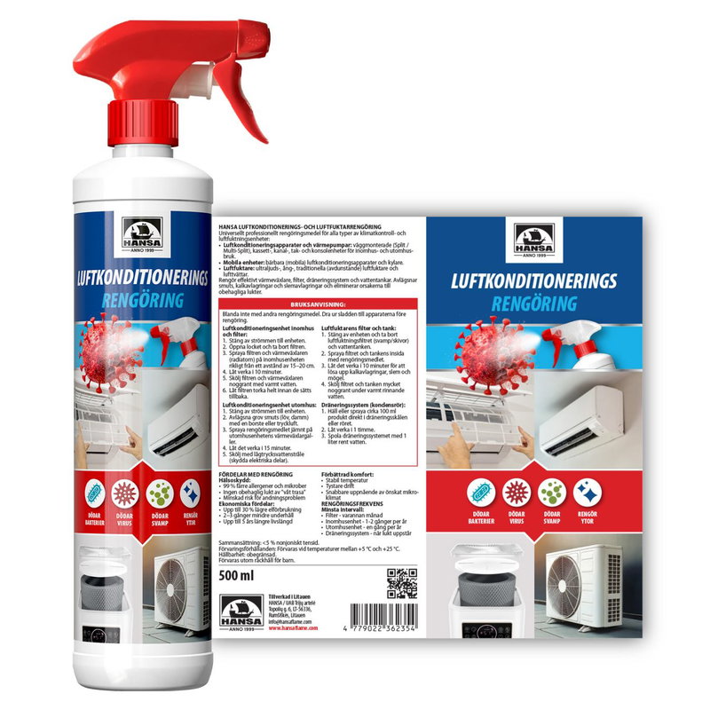 Rengöringsmedel luftvärmepump och AC 500 ml