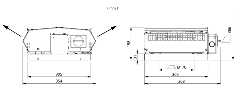Takfläkt TKV 300 C1 EC-y1 svart