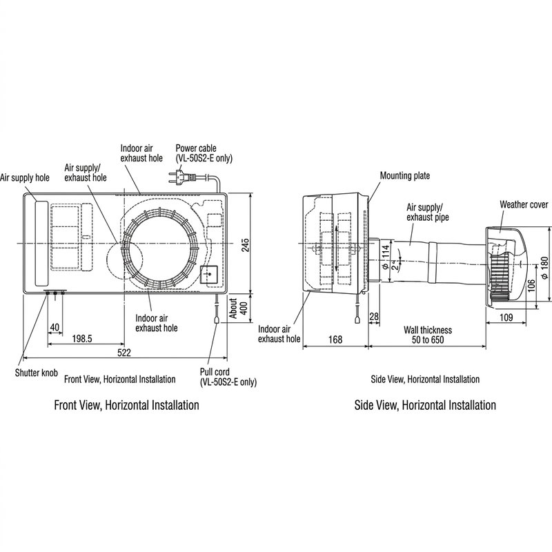 Mitsubishi miniventilation 50 med fjärrkontroll