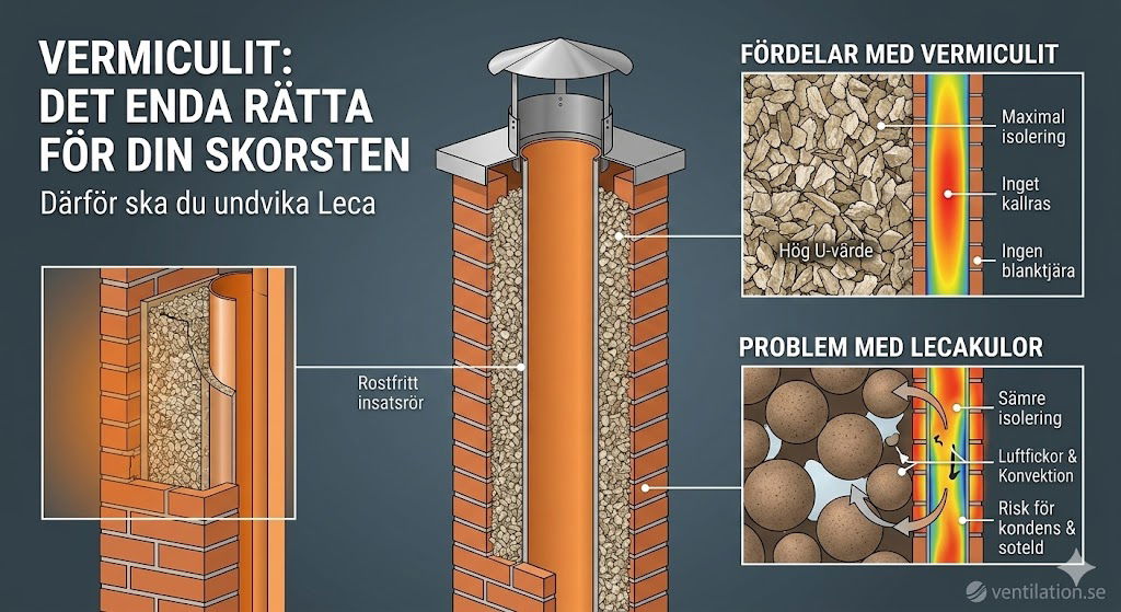 Varför ska man använda vermikulit i skorsten och inte lecakulor
